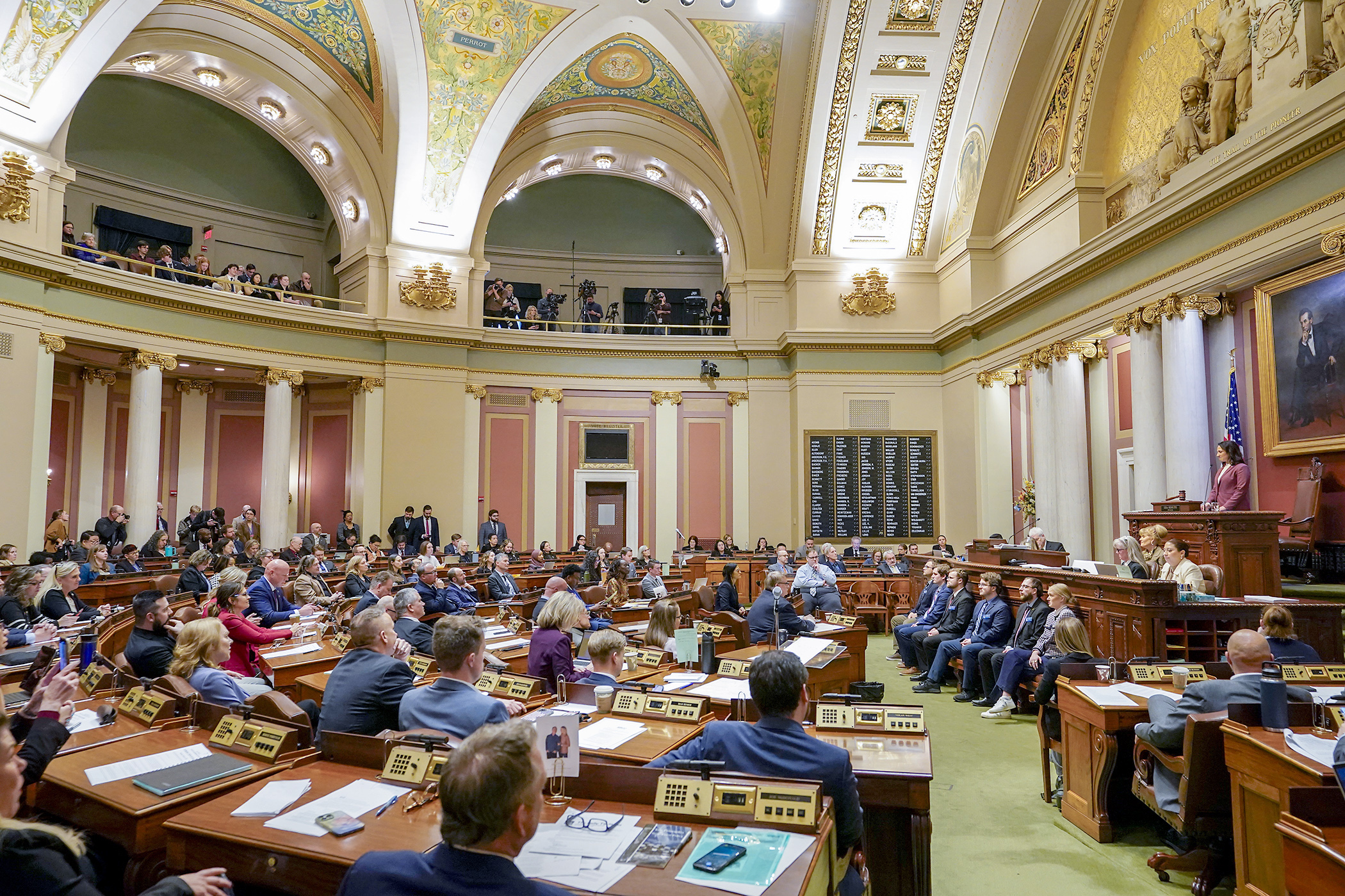 The House Chamber was full Feb. 6 for the first time during the 2025 session. (Photo by Michele Jokinen)